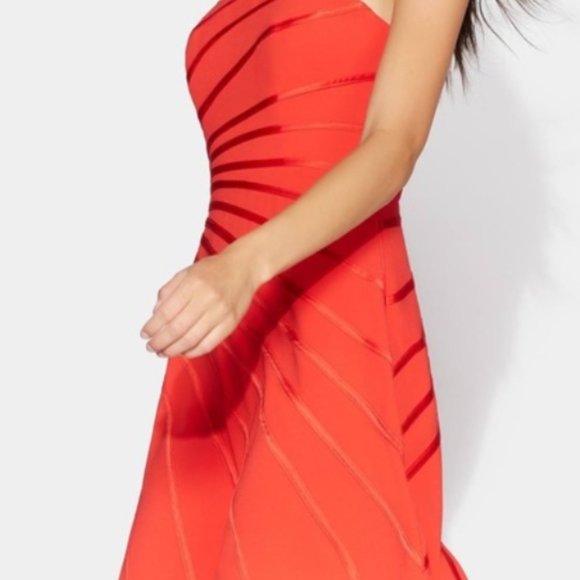 Halston Strapless Mini Dress w/ Satin Strip Appliqué - Picture 3 of 3